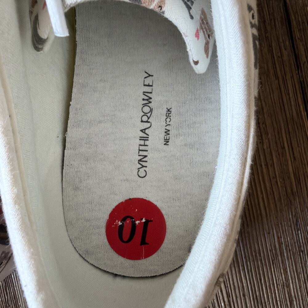 Cynthia Rowley Grey Brown Varied Dogs Tiny Hearts Platform Canvas Shoes women 10 - Picture 5 of 10